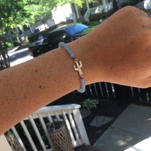 Periwinkle and gold cactus bracelet.